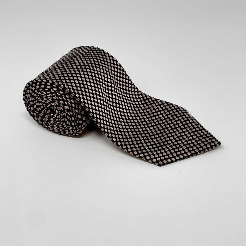 BCBG Attitude Tie Brown Geometric 100% Silk Handmade Necktie